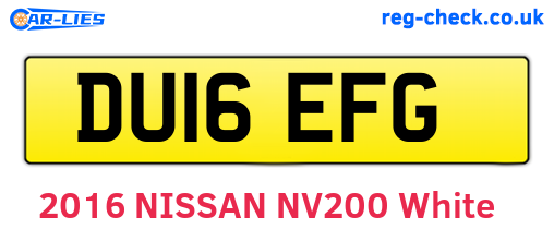 DU16EFG are the vehicle registration plates.