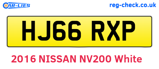 HJ66RXP are the vehicle registration plates.