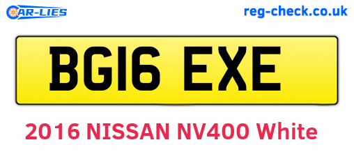 BG16EXE are the vehicle registration plates.