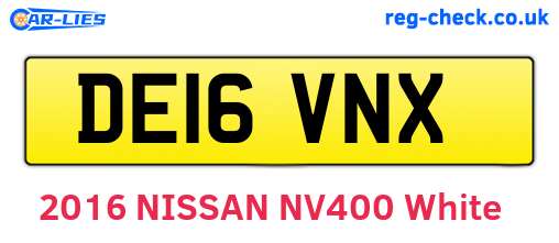 DE16VNX are the vehicle registration plates.