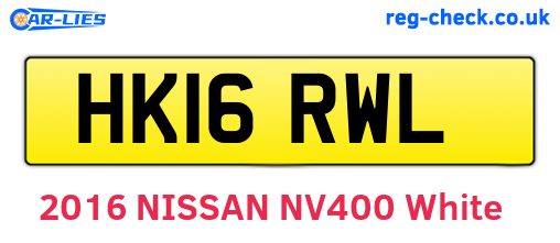 HK16RWL are the vehicle registration plates.