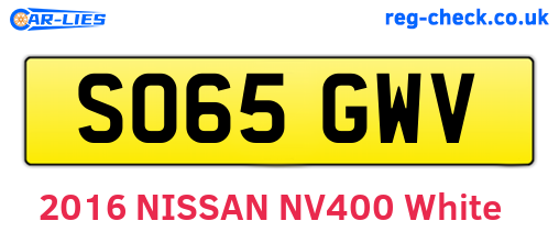 SO65GWV are the vehicle registration plates.
