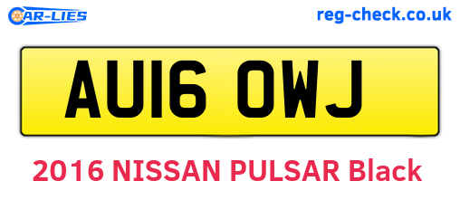 AU16OWJ are the vehicle registration plates.