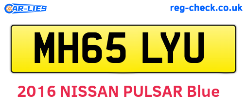 MH65LYU are the vehicle registration plates.