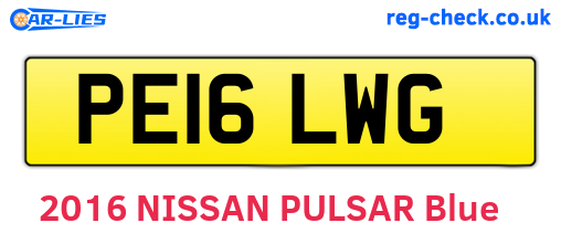 PE16LWG are the vehicle registration plates.
