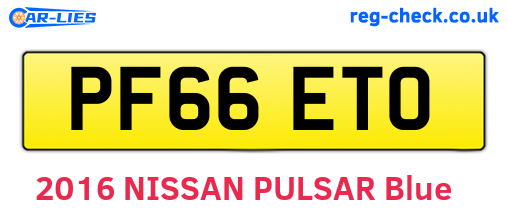 PF66ETO are the vehicle registration plates.