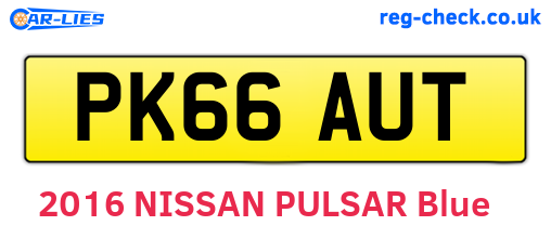 PK66AUT are the vehicle registration plates.