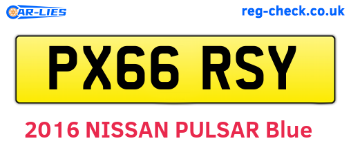 PX66RSY are the vehicle registration plates.
