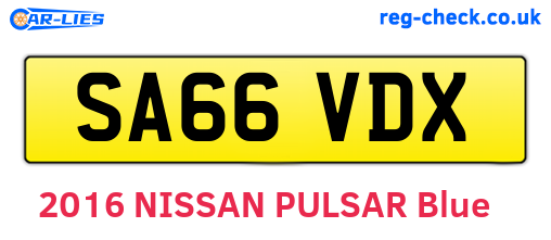 SA66VDX are the vehicle registration plates.
