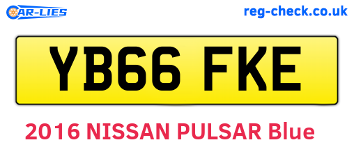 YB66FKE are the vehicle registration plates.