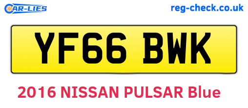 YF66BWK are the vehicle registration plates.