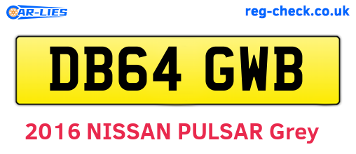 DB64GWB are the vehicle registration plates.