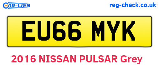 EU66MYK are the vehicle registration plates.