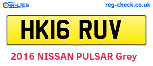 HK16RUV are the vehicle registration plates.
