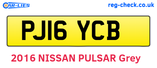 PJ16YCB are the vehicle registration plates.