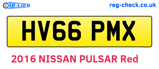 HV66PMX are the vehicle registration plates.