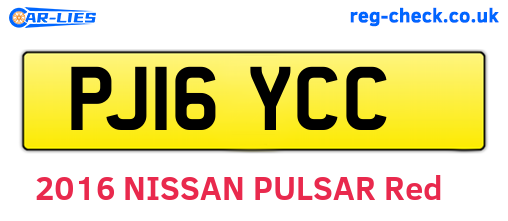PJ16YCC are the vehicle registration plates.