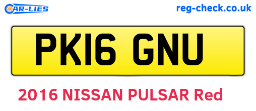 PK16GNU are the vehicle registration plates.