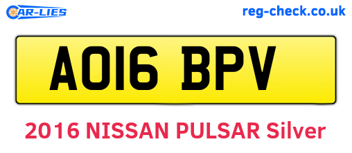 AO16BPV are the vehicle registration plates.