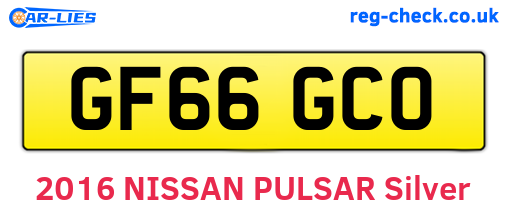 GF66GCO are the vehicle registration plates.