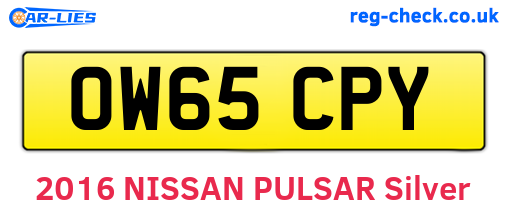 OW65CPY are the vehicle registration plates.