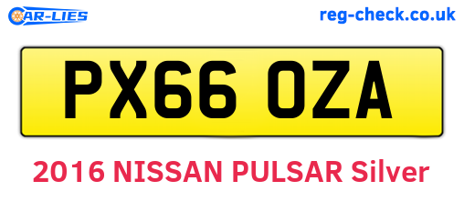 PX66OZA are the vehicle registration plates.