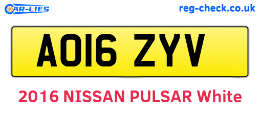 AO16ZYV are the vehicle registration plates.