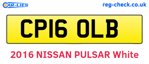 CP16OLB are the vehicle registration plates.