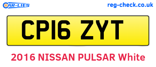 CP16ZYT are the vehicle registration plates.