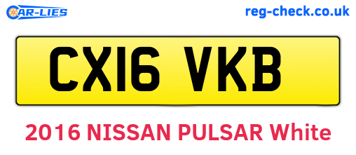 CX16VKB are the vehicle registration plates.