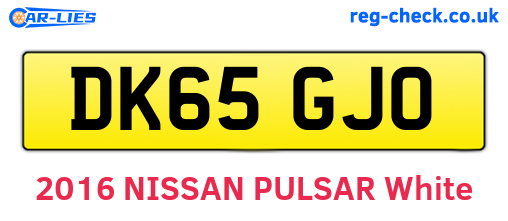 DK65GJO are the vehicle registration plates.