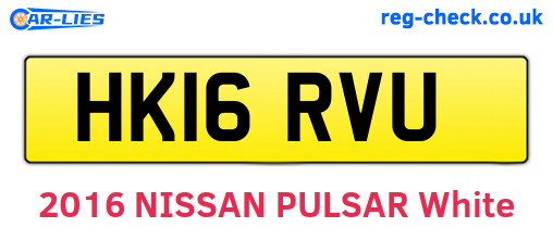 HK16RVU are the vehicle registration plates.