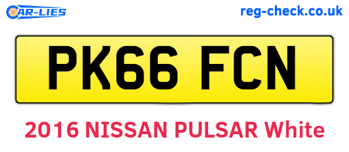 PK66FCN are the vehicle registration plates.