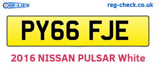 PY66FJE are the vehicle registration plates.