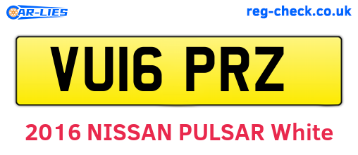VU16PRZ are the vehicle registration plates.