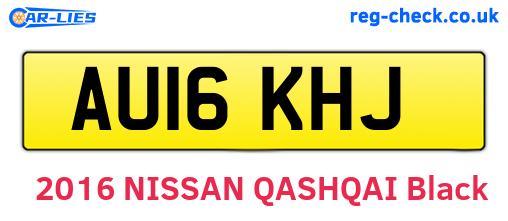 AU16KHJ are the vehicle registration plates.