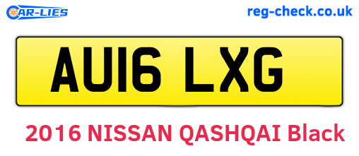 AU16LXG are the vehicle registration plates.