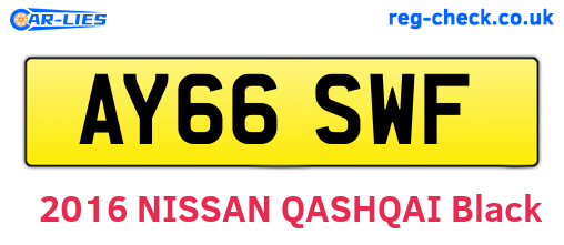 AY66SWF are the vehicle registration plates.