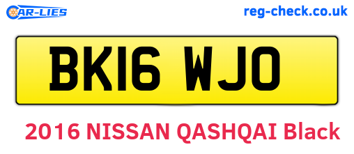 BK16WJO are the vehicle registration plates.