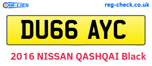 DU66AYC are the vehicle registration plates.