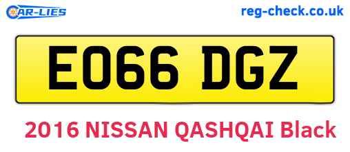EO66DGZ are the vehicle registration plates.