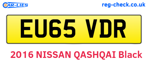 EU65VDR are the vehicle registration plates.