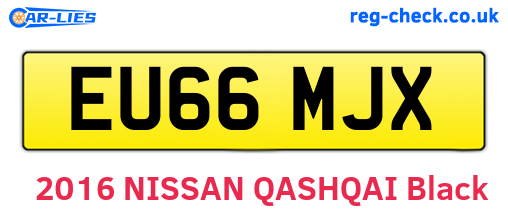 EU66MJX are the vehicle registration plates.