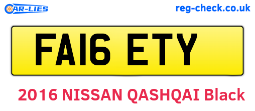 FA16ETY are the vehicle registration plates.