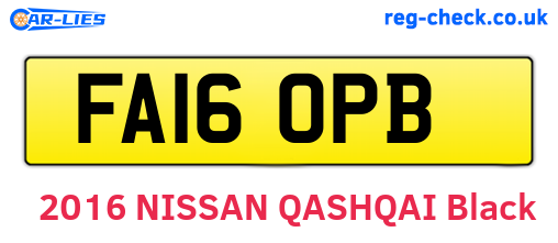 FA16OPB are the vehicle registration plates.