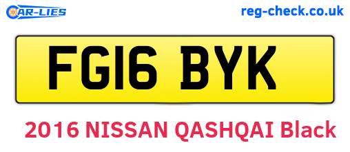 FG16BYK are the vehicle registration plates.