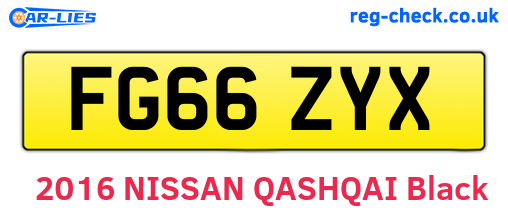FG66ZYX are the vehicle registration plates.