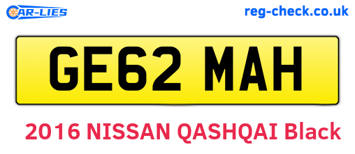 GE62MAH are the vehicle registration plates.