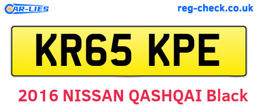 KR65KPE are the vehicle registration plates.