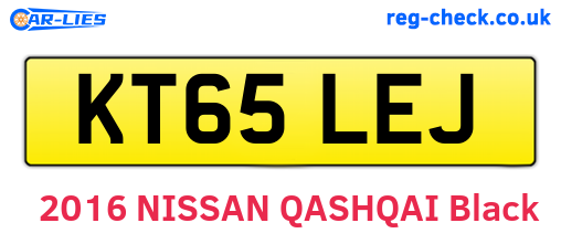 KT65LEJ are the vehicle registration plates.